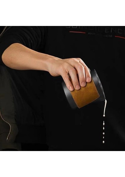 Mavi 450ML 450ML Kahve Latte Bardağı 304 Paslanmaz Çelik Süt Tankı Sivri Ağız Kalınlaşmış Süt Köpüğü Bardak Deri Kılıf Kahve Fincanı Barista Aracı (Yurt Dışından)