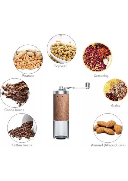 Ahşap Tahıl Tipi Taşınabilir Manuel Kahve Değirmeni Çapak Fasulye Makinesi Damla Kahve Espresso Fransız Presi Için Ayarlanabilir Paslanmaz Çelik Coffeebean Değirmenleri (Yurt Dışından) fiyatları