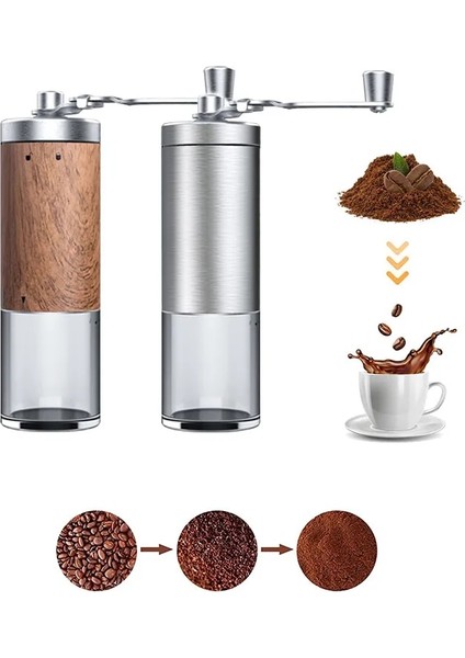 Ahşap Tahıl Tipi Taşınabilir Manuel Kahve Değirmeni Çapak Fasulye Makinesi Damla Kahve Espresso Fransız Presi Için Ayarlanabilir Paslanmaz Çelik Coffeebean Değirmenleri (Yurt Dışından) indirimleri