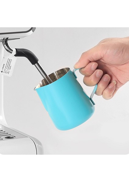 Beyaz 350 ml 350 ml Kahve Süt Fincan Paslanmaz Çelik Latte Sanat Fincan Sağım Tankı Ölçekli Süt Köpüğü Bardak Süt Kutusu Kahve Latte Eşyaları (Yurt Dışından)