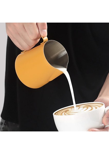 Beyaz 350 ml 350 ml Kahve Süt Fincan Paslanmaz Çelik Latte Sanat Fincan Sağım Tankı Ölçekli Süt Köpüğü Bardak Süt Kutusu Kahve Latte Eşyaları (Yurt Dışından)