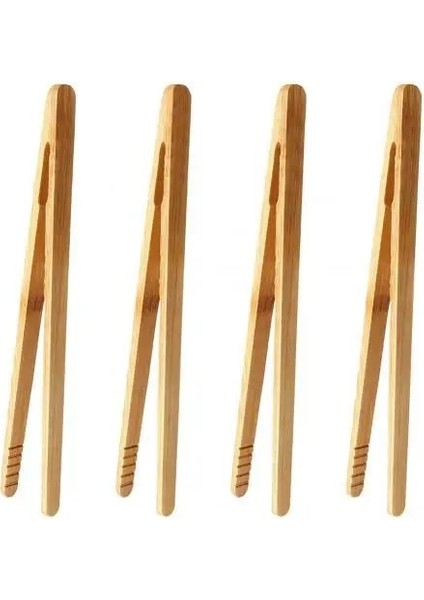 4 Adet 4 Adet Bambu Çay Cımbız Gıda Maşası Ekmek Kızartma Makinesi Salata Kek Kelepçe Maşa Ekmek Pişirme Servis Maşası Bambu Mutfak Aksesuarları (Yurt Dışından)