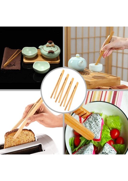 4 Adet 4 Adet Bambu Çay Cımbız Gıda Maşası Ekmek Kızartma Makinesi Salata Kek Kelepçe Maşa Ekmek Pişirme Servis Maşası Bambu Mutfak Aksesuarları (Yurt Dışından)