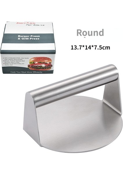 Kare Paslanmaz Çelik Burger Presi - Adyabatik Ahşap Saplı Kare Yuvarlak Pastırma Izgara Presi - Paslanmaz Burger Smasher Professional (Yurt Dışından)