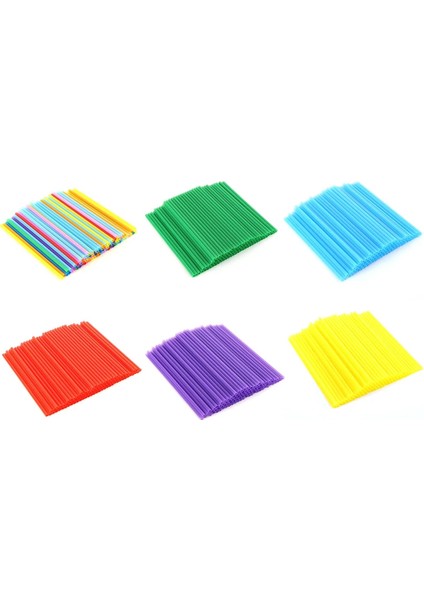 100 Adet Açık Mavi 100 Adet Düz Ağız Saman Toksik Olmayan Plastik Tek Kullanımlık Saman Renkli Drinkware Aksesuarları Ev Partisi Için Mutfak Aksesuarları (Yurt Dışından)