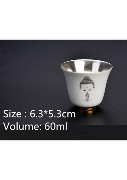 Resim Olarak Cc-2 Adet Buda Seramik Çay Bardağı 999 Gümüş Fincan Zen Kung Fu Puer Oolong Çay Bardağı Tek Fincan Teaware (Yurt Dışından) modelleri
