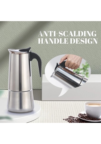450 ml Cezve Moka Pot Paslanmaz Çelik Kahve Makinesi Şofben Kahve Makineleri Su Isıtıcısı Kahve Brewer Latte Percolator Soba Kahve Araçları (Yurt Dışından)