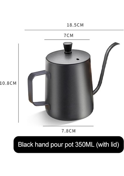 Siyah 350 ml Kapaklı 304 Paslanmaz Çelik Cezve Uzun Dar Borulu Damlama Su Isıtıcısı Manuel Kahve Makinesi Üzerine Dökün Çaydanlık 250 ML/350 ML/600 ml Kapaklı (Yurt Dışından)