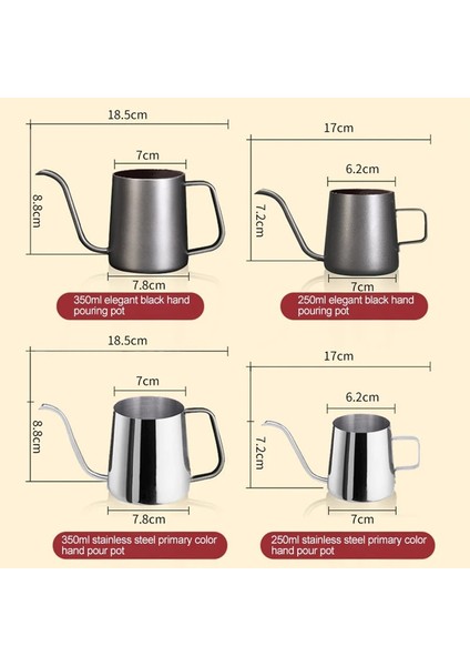 Siyah 350 ml Kapaklı 304 Paslanmaz Çelik Cezve Uzun Dar Borulu Damlama Su Isıtıcısı Manuel Kahve Makinesi Üzerine Dökün Çaydanlık 250 ML/350 ML/600 ml Kapaklı (Yurt Dışından) modelleri