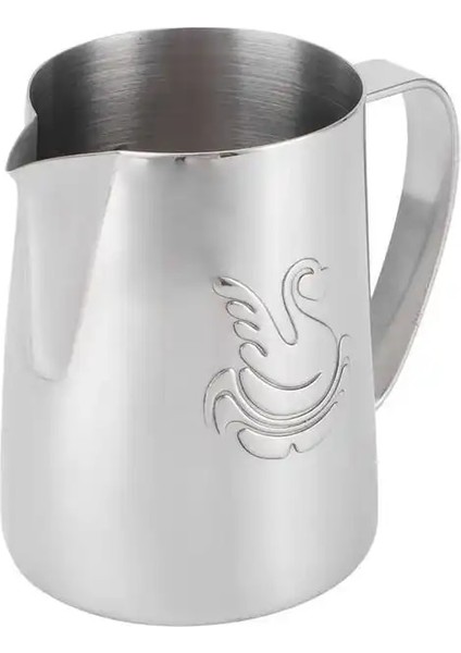 Gümüş 400 ml Paslanmaz Çelik Süt Sürahisi Kuğu Kahve Köpürtme Fincan 380 ML/600 ml Kahve Latte Sürahi Frother Sürahi Makinesi Latte Sanat Stencil (Yurt Dışından)