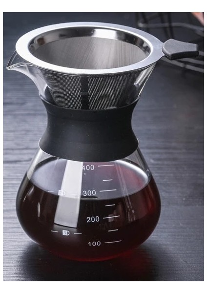 Filtreli 400ML 400ML Huni Tarzı Için Kum-Cam Tarzı Kahve Makinesi Demliği Filtreli Kahve Makinesi Cam Sürahisi Üzerine Dökün Borosilikat Cam Su Isıtıcısı (Yurt Dışından)