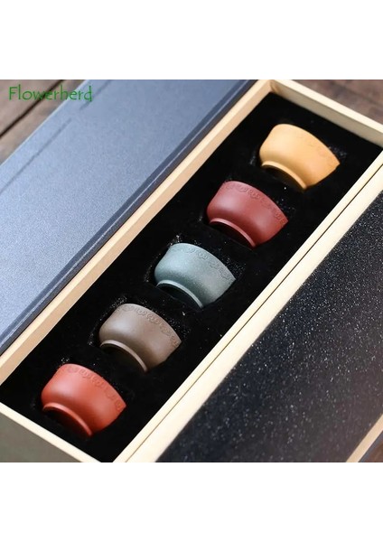 C Tek Fincan Uğurlu Bulut Mor Kil Çay Bardakları Teaware Hediye Çay Seti Çin Beş Renkli Tek Master Fincan Kung Fu Çay Tealight Küçük Bardaklar (Yurt Dışından)