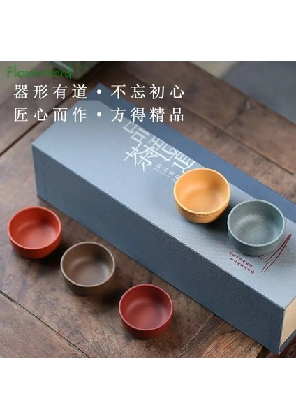 C Tek Fincan Uğurlu Bulut Mor Kil Çay Bardakları Teaware Hediye Çay Seti Çin Beş Renkli Tek Master Fincan Kung Fu Çay Tealight Küçük Bardaklar (Yurt Dışından) modelleri