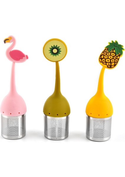 B Flamingo Silikon Çay Süzgeci Çay Filtresi Difüzör Ananas Kivi Çay Poşetleri Bitkisel Demlik Içme Malzemeleri Ev Teaware Aracı (Yurt Dışından) fiyatları