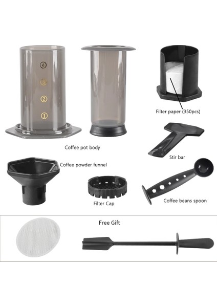 Aeropress Kapak Cafemasy Filtre Kağıdı Espresso Kahve Makinesi Taşınabilir Cafe Fransız Basın Cafecoffee Pot Aeropress Makinesi Barista Araçları 300 ml (Yurt Dışından) modelleri