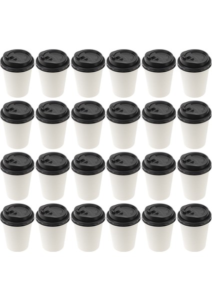 9X9X11CM 50 Adet Tek Kullanımlık Kahve Fincanları Yalıtım Paket Servisi Olan Restoran Çift Katmanlı Kağıt Kapaklı Bardak (8oz, 280ML) (Yurt Dışından)