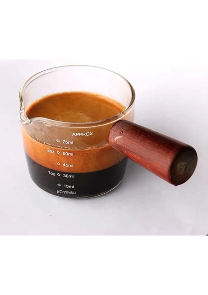 F 75ML 10 Adet 5/8/10 Adet 75ML Ölçü Kupa Şeffaf Ölçekli Cam Ölçüm Kabı Ahşap Saplı Cam Şeffaf Süt Sürahisi Yeni Premium Ölçüm Kabı (Yurt Dışından)