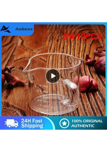 F 75ML 10 Adet 5/8/10 Adet 75ML Ölçü Kupa Şeffaf Ölçekli Cam Ölçüm Kabı Ahşap Saplı Cam Şeffaf Süt Sürahisi Yeni Premium Ölçüm Kabı (Yurt Dışından)
