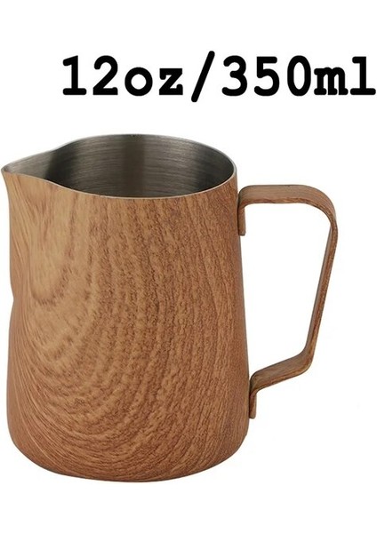 350ML-AHŞAP Tahıl Kahve Latte Süt Köpürtme Sürahisi Süt Köpürtücü Sürahi Paslanmaz Çelik Sürahi Espresso Barista Sürahi Süt Tenceresi Kahve Aksesuarları (Yurt Dışından)