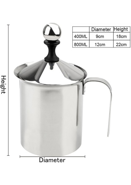 400ML Kahve Karıştırıcı Çift Örgü Süt Kreması Mutfak Gereçleri Süt Köpüğü Örgü Kahve Köpürtücü 400/800ML Manuel Süt Köpürtücü Paslanmaz Çelik (Yurt Dışından)