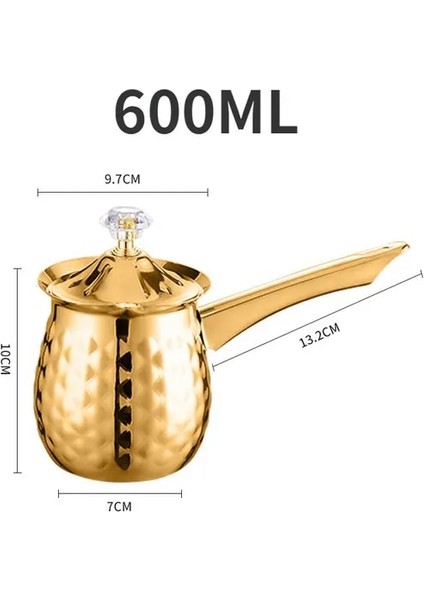 G 600 ml Türk Cezvesi Cezve Ibrik Paslanmaz Çelik Uzun Saplı Dubai Cezve Süt Tereyağı Eritme Sürahisi 200/400/600 ml (Yurt Dışından)