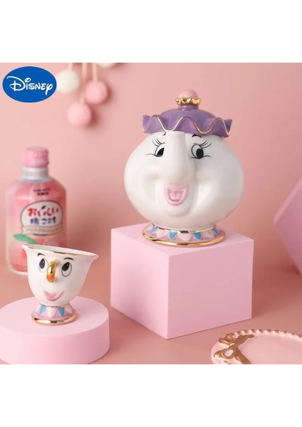Beyaz Tek Fincan Disney Güzellik ve Beast Demlik Kupa Bayan Potts Çip Fincan Karikatür Çaydanlık Bardak Seti Yaratıcı Noel Doğum Günü Hediyesi Dropshipping (Yurt Dışından)