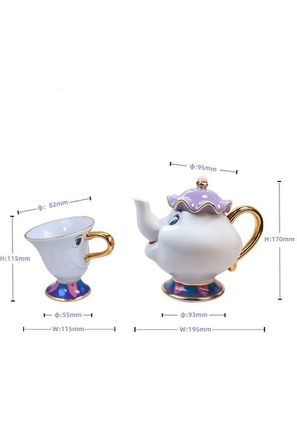 Beyaz Tek Fincan Disney Güzellik ve Beast Demlik Kupa Bayan Potts Çip Fincan Karikatür Çaydanlık Bardak Seti Yaratıcı Noel Doğum Günü Hediyesi Dropshipping (Yurt Dışından)