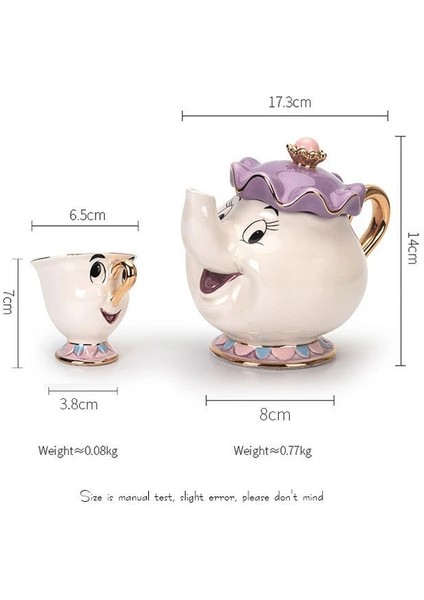 Beyaz Tek Fincan Disney Güzellik ve Beast Demlik Kupa Bayan Potts Çip Fincan Karikatür Çaydanlık Bardak Seti Yaratıcı Noel Doğum Günü Hediyesi Dropshipping (Yurt Dışından)