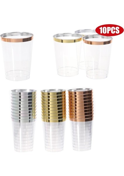 Rsgd 10 Adet 10 Adet 9 Oz 300 ml Şeffaf Plastik Bardaklar Jant Kokteyl Bardakları Içecek Bardakları Düğün Parti Tek Kullanımlık Bardaklar (Yurt Dışından)