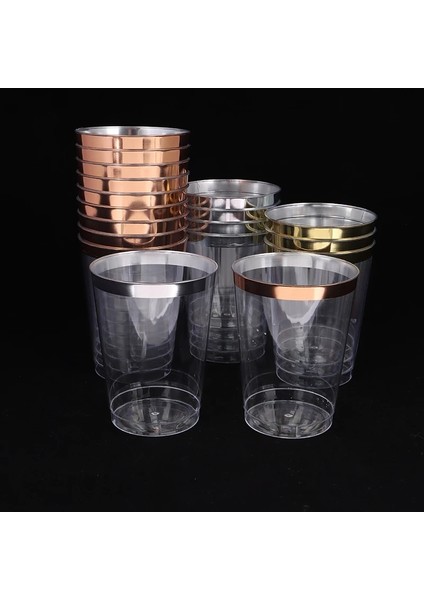 Rsgd 10 Adet 10 Adet 9 Oz 300 ml Şeffaf Plastik Bardaklar Jant Kokteyl Bardakları Içecek Bardakları Düğün Parti Tek Kullanımlık Bardaklar (Yurt Dışından)
