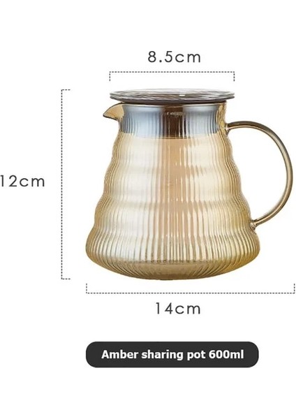 Amber Paylaşım Potu Renkli Coffeeware Damlatıcı Cezve Seti 400/600 ml Kahve Sunucusu Kahve Makinesi Bira Bardağı Cam Kahve Hunisi Damla Kahve Seti (Yurt Dışından)