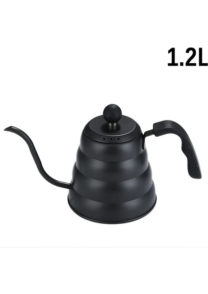 1.2l Siyah 1l/1.2l Siyah Damla Su Isıtıcısı Termometre Cezve Üzerine Dökün Kuğu Uzun Boyun Paslanmaz Çelik Ince Ağız Gooseneck Bulut Damla Su Isıtıcısı (Yurt Dışından)