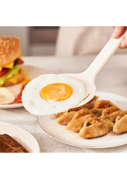 Beyaz Sağlıklı Tava Kürek Asılı Delik Yumurta Çevirme Spatula Oymak Çizilmez Tava Tava Kürek Kızartma Biftek (Yurt Dışından) modelleri