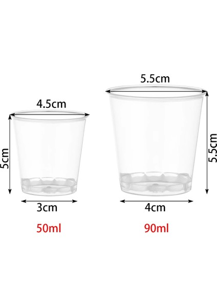 50 Adet 50 ml 30/50 Adet Yuvarlak Yeniden Kullanılabilir Plastik Shot Bardakları Tatlı Bardak Tek Kullanımlık Cam Içecekler Şeffaf Kek Puding Kutuları Kek Dıy (Yurt Dışından)