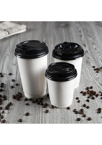 9X9X11CM 12OZ 350ML 50 Adet Tek Kullanımlık Kahve Fincanları Yalıtım Paket Servis Bardakları Çift Katmanlı Kağıt Kapaklı Bardak Milktea Bardakları Kağıt Kahve Fincanları (Yurt Dışından)
