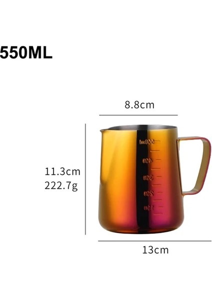 550ML Sihirli Kırmızı 350/550ML Kahve Latte Süt Köpürtme Sürahisi Süt Köpürtücü Sürahi Paslanmaz Çelik Sürahi Espresso Barista Sürahi Süt Tenceresi Ölçekli (Yurt Dışından)
