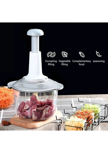 2000ML Çok Fonksiyonlu Manuel Mutfak Robotu Mutfak Kıyma Makinesi Sebze Kesicisi Dilimleme Spinner Dicer Meyve Marul Gıda (Yurt Dışından)