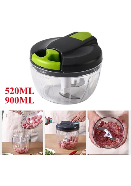 520 Ml-Mavi Beyaz El Çekme Kıyma Makinesi Güçlü Gıda Parçalayıcı Mikser Ev Sebze Kesici Kıyma Meyve Sebze Fındık Parçalayıcı Mutfak Aletleri (Yurt Dışından)