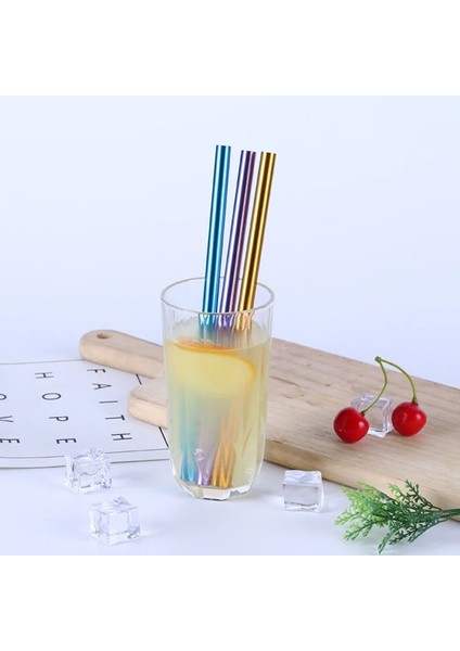 W Yeniden Kullanılabilir Paslanmaz Çelik Hasır Drinkware Süt Çay Kahve Samanı Sofra Dazzle Renk Kokteyl Suyu Tüpü Bardak Aksesuarları (Yurt Dışından) modelleri