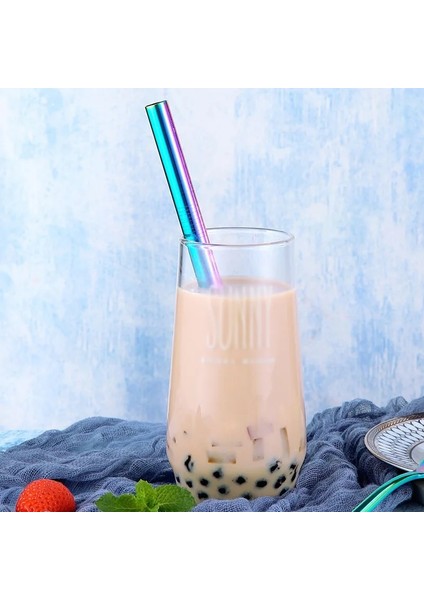 W Yeniden Kullanılabilir Paslanmaz Çelik Hasır Drinkware Süt Çay Kahve Samanı Sofra Dazzle Renk Kokteyl Suyu Tüpü Bardak Aksesuarları (Yurt Dışından) fırsatları