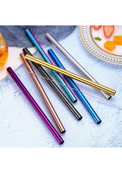 W Yeniden Kullanılabilir Paslanmaz Çelik Hasır Drinkware Süt Çay Kahve Samanı Sofra Dazzle Renk Kokteyl Suyu Tüpü Bardak Aksesuarları (Yurt Dışından) indirimleri