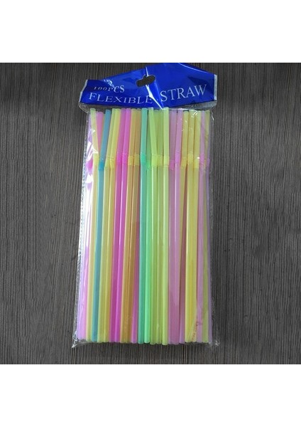 Mix Renk 300 Adet Floresan Bükülebilir Pipet Siyah Doğum Günü Içecek Pipetleri Düğün Dekor Karışık Renkler Parti Malzemeleri (Yurt Dışından)