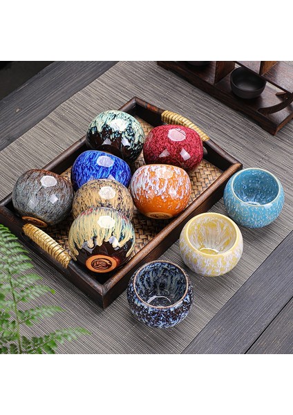 11 Seramik Fırın Değişim Çay Fincanı Yaratıcı Ejderha Yumurta Bardağı Renkli El Yapımı Çay Seti Temmoku Sır Çay Kase Ev Teaware Master Fincan (Yurt Dışından)