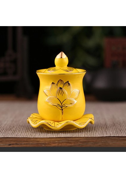 Küçük - Seramik Lotus Fincan Kabartma Çizim Lotus Guanyin Kapaklı Fincan ve Tabak Çay Seti Oturma Odası Sehpa Dekorasyon Aksesuarları (Yurt Dışından) indirimleri