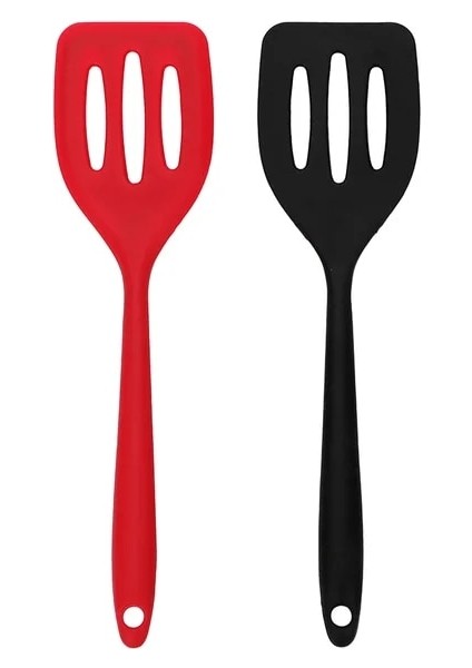 Kırmızı ve Siyah Yumurta Balık Kızartma Tavası Kepçe Silikon Çeviriciler Pişirme Gereçleri Spatula Kızarmış Kürek Alet Mutfak Aletleri Pişirme Aksesuarları (Yurt Dışından)