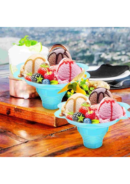 Sarı Bardak Dondurma Fincanı Külah Tatlısı Kar Kaseleri Çiçek Kasesi Traşlanmış Yoğurt Smoothie Servis Yeniden Kullanılabilir Meze Tek Kullanımlık Sundae Mini (Yurt Dışından)