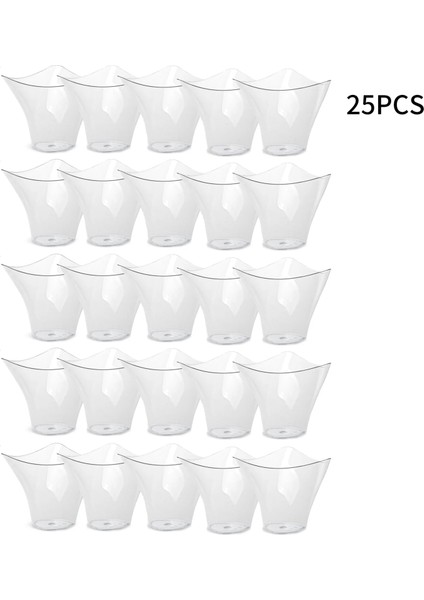 25 Adet 100 ml 25 Adet Tek Kullanımlık Plastik Tatlı Bardak Doğum Günü Şeffaf Parti Dondurma Ev Noel Verilen (Yurt Dışından)