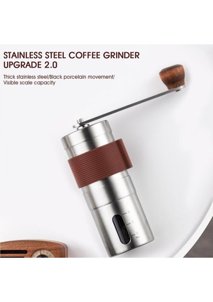 Gümüş Manuel Kahve Değirmeni 45MM Paslanmaz Çelik Kahve Değirmeni Mini Taşınabilir Kahve Freze Makinesi Çapak Öğütücü Mini Kahve Freze (Yurt Dışından) indirimleri