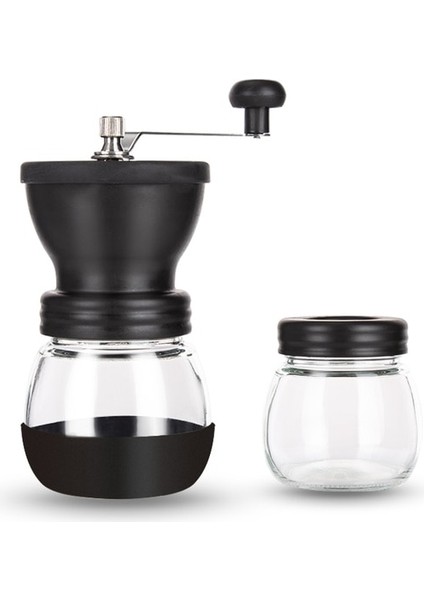 Çift Fincan Paracıty Şeffaf Cam Manuel Kahve Değirmeni Ev Uzun Saplı Kahve Değirmeni Depolama Tankı ile Kahve Aksesuarları (Yurt Dışından)