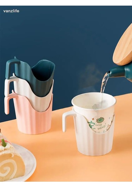 Gri 6 Adet Vanzlife Kalın Plastik Oluklu Içecek Tutuculu Tek Kullanımlık Kağıt Bardak Sıcak Fincan Çay Törenine Karşı Taban Yalıtımı (Yurt Dışından)